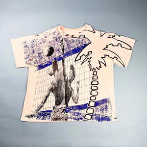 Vintage AOP T-Shirt | 90's Volleyball All Over Print Peach Oversized Tshirt